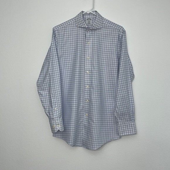 Brooks Brothers 14 1/2 - 2/3 1818 Regent Cotton Dress Shirt windowpane - Picture 2 of 11